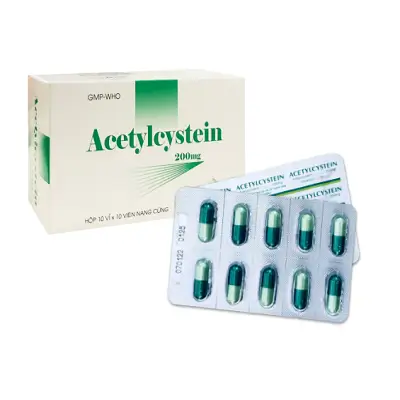 Acetylcystein 200 tipharco (Hộp 10 vỉ x 10 viên)